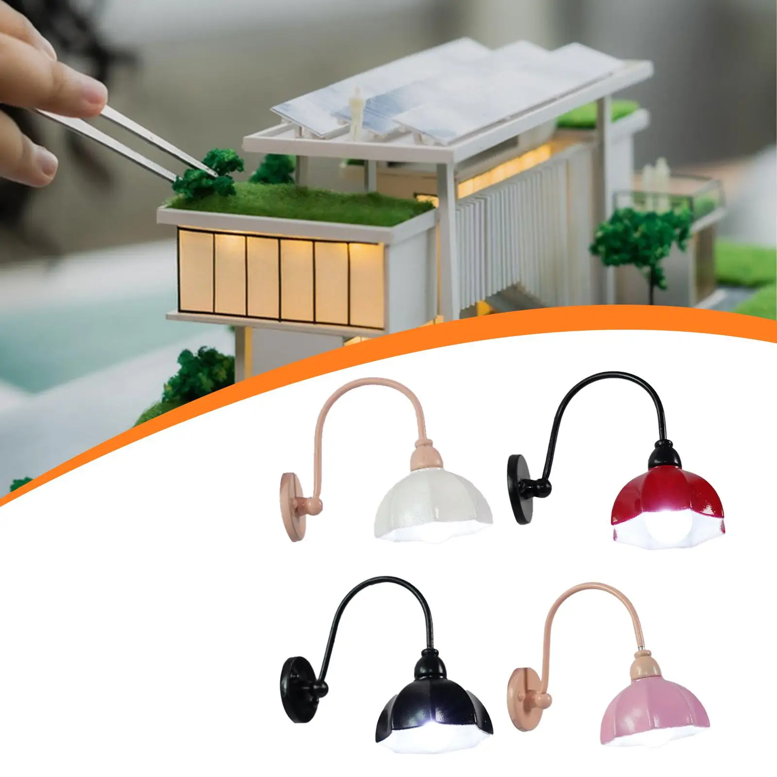 1 12 Dollhouse Miniature Wall Sconce LED Lamp Simulation Model Toy for DIY Doll House Bedroom Living Room Decor Accessory