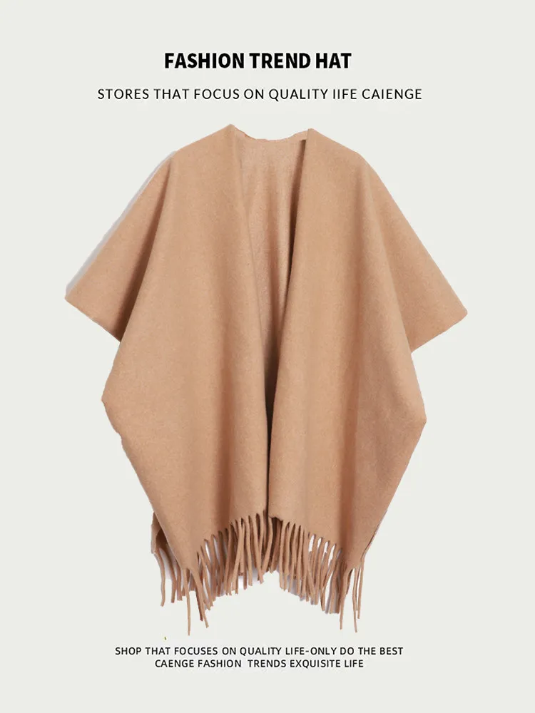 Winter Scarf for Women Cashmere Warm Solid Pashmina Blanket Wraps Female Thick Soft Big Tassel Shawl Long Poncho Echarpe D834