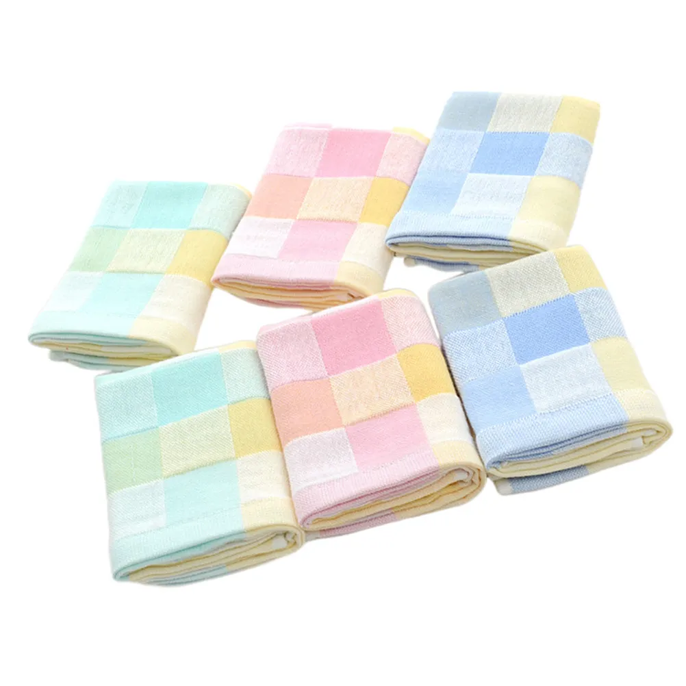 Picture 7: 6Pcs Kids Face Towels Set Plaid Design Soft Gentle Cotton Towels for Children Easy-Cleaning Super Absorbent Bathroom Kitchen