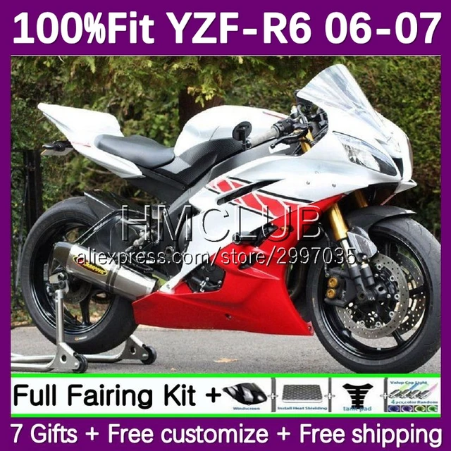 OEM Fairing For YAMAHA YZF R 6 600 YZF-600 YZFR6 06 07 130No.81 YZF R6  600CC YZF600 YZF-R6 2006 2007 Injection Body white red - AliExpress