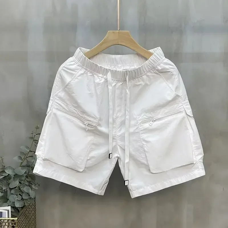 

Мужские однотонные спортивные повседневные шорты, шорты-карго, брюки длиной до колена, лоскутные карманы, свободный крой, повседневная одежда на шнурке, новинка 2023 года