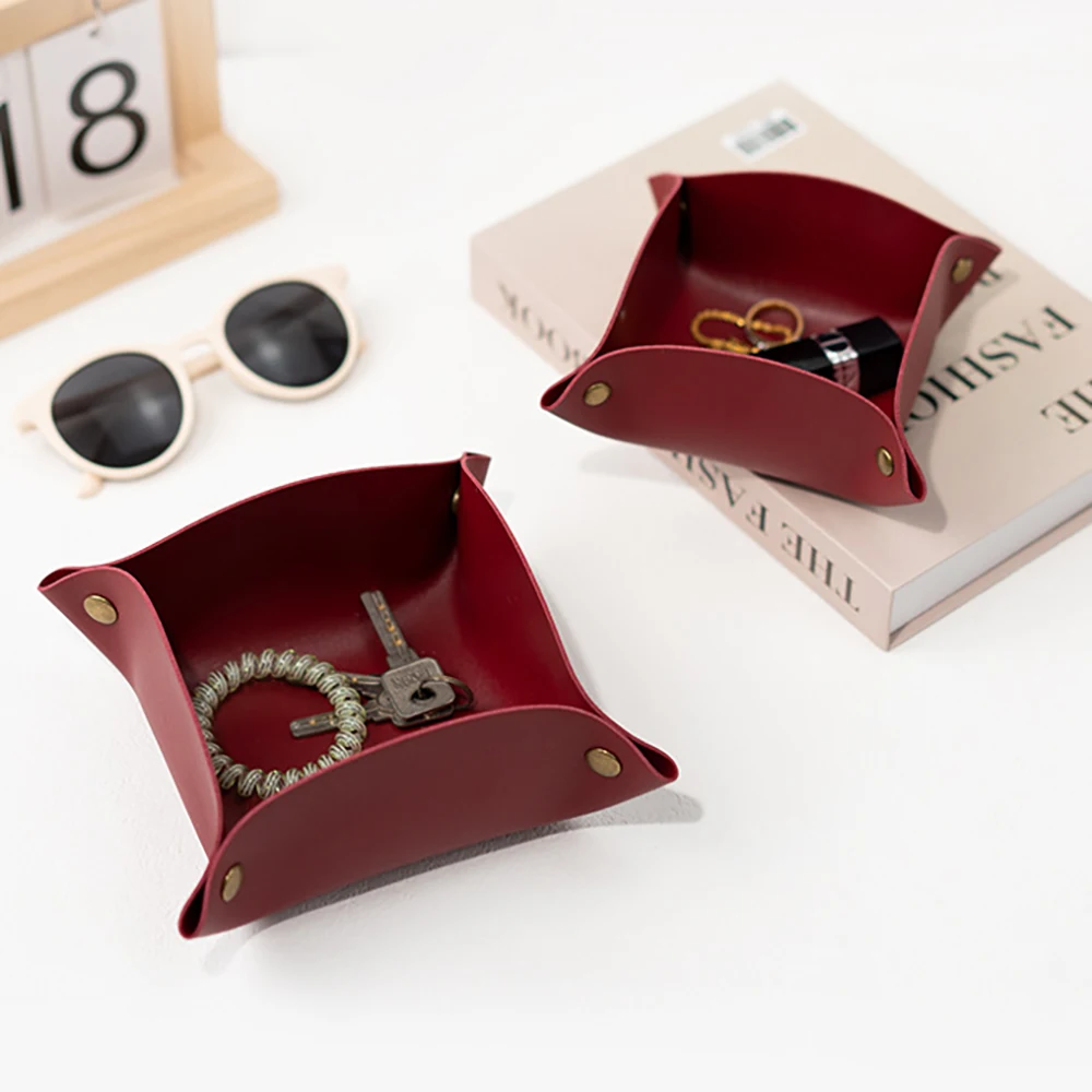 

Creative leather desktop small item storage box suitable for living room bedroom jewelry girls' headband rubber band