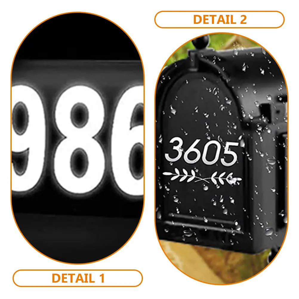 4Sets Mailbox Number Reflective Decal Sticker Free Combination for Letter Box Outdoor Reflective Self Adhesive Number Decals
