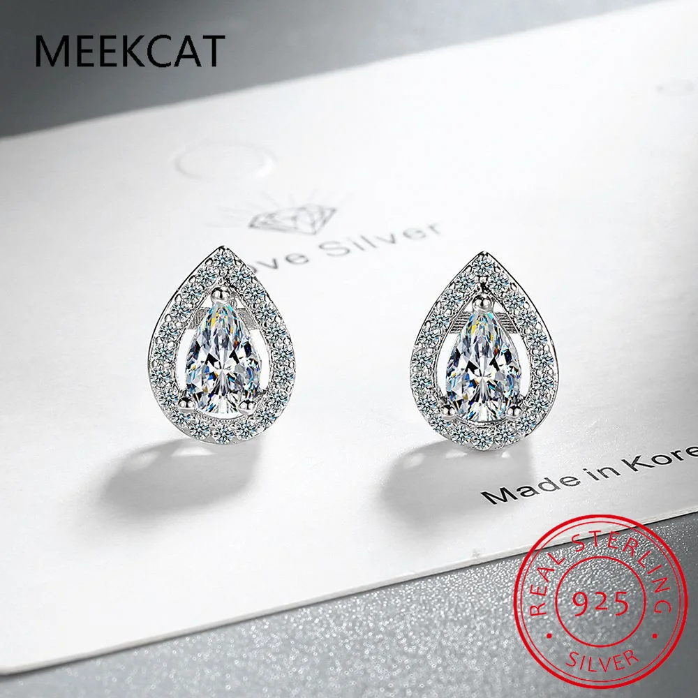 10K Gold Post 5/2/1.2ct Pear Cut Moissanite Stud Earrings Anti-allergy Eearrings For Women Jewelry Wholesale