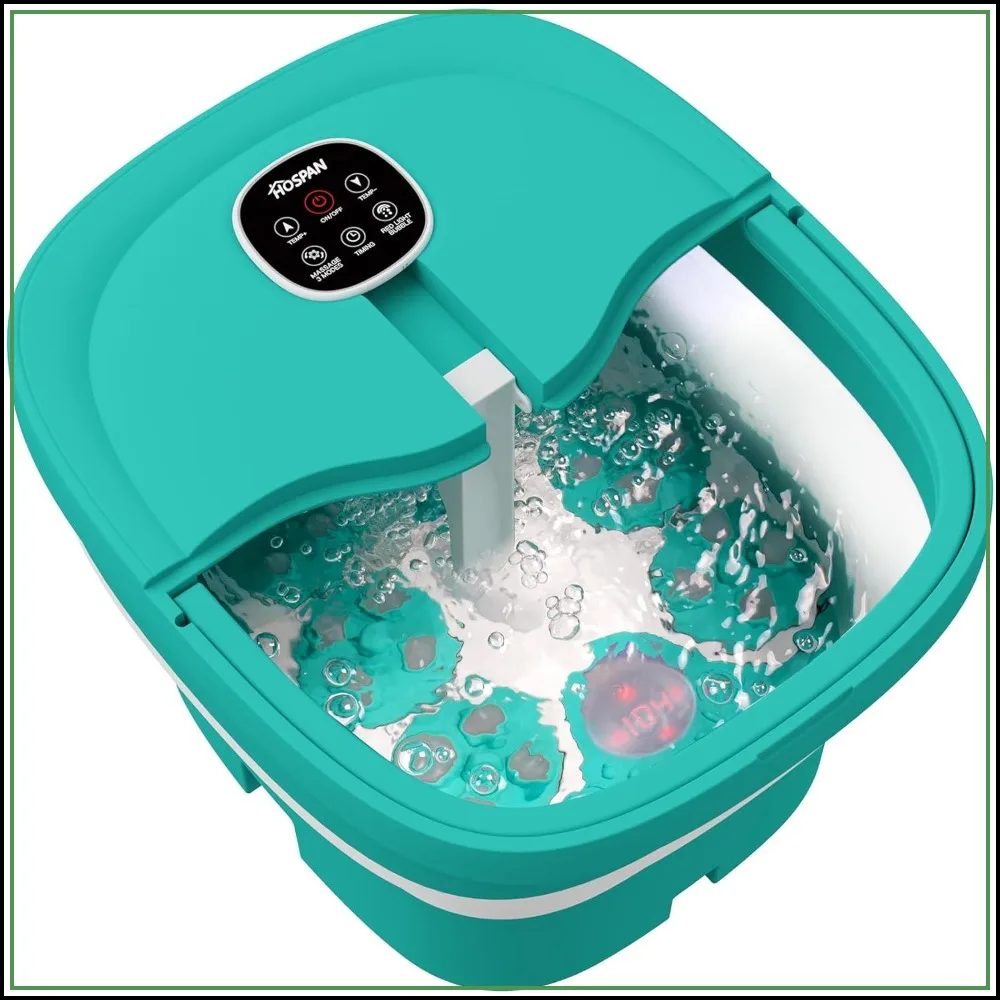 

Collapsible Foot Spa with Heat, Bubble, Remote & 24 Motorized Shiatsu Massage Balls - Electric Rotary Massage Foot Bath for Stress Relief
