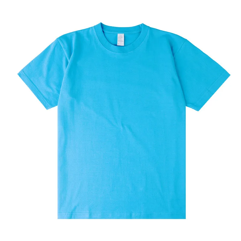 Heavyweight loose solid color cotton short sleeved T-shirt with a base top