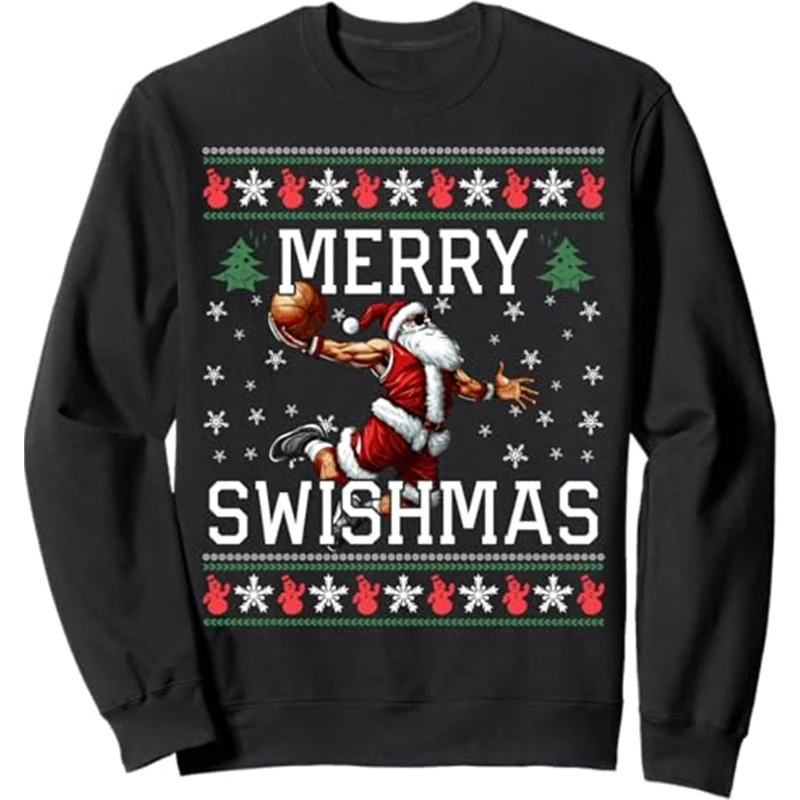 Fashion Basketball Ugly Christmas Sweater For Women Clothes Santa Claus Bar Party Men Sweatshirts Casual Male Pullover Tracksuit