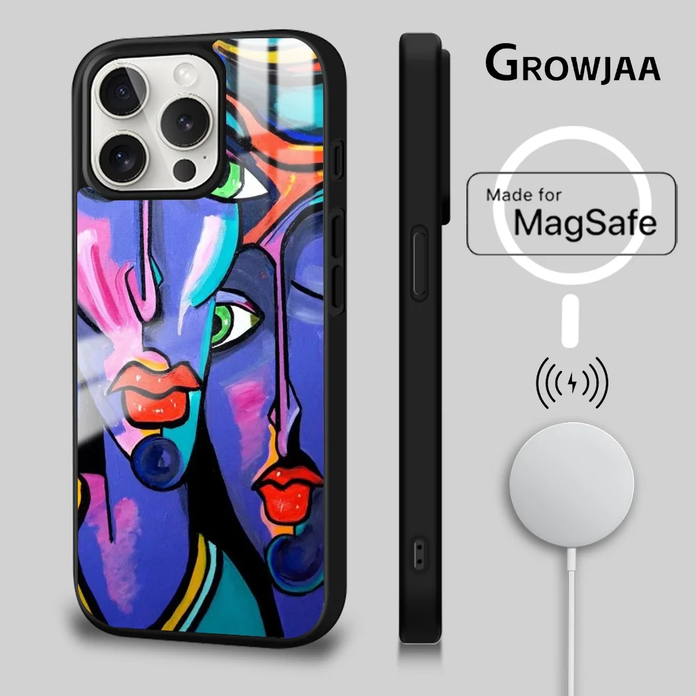 P-Pablo Picasso Weird Art Phone Case For IPhone 16 15 14 13 12 11 Pro Max Plus Mini Magsafe Mirror Wireless Magnetic Funda