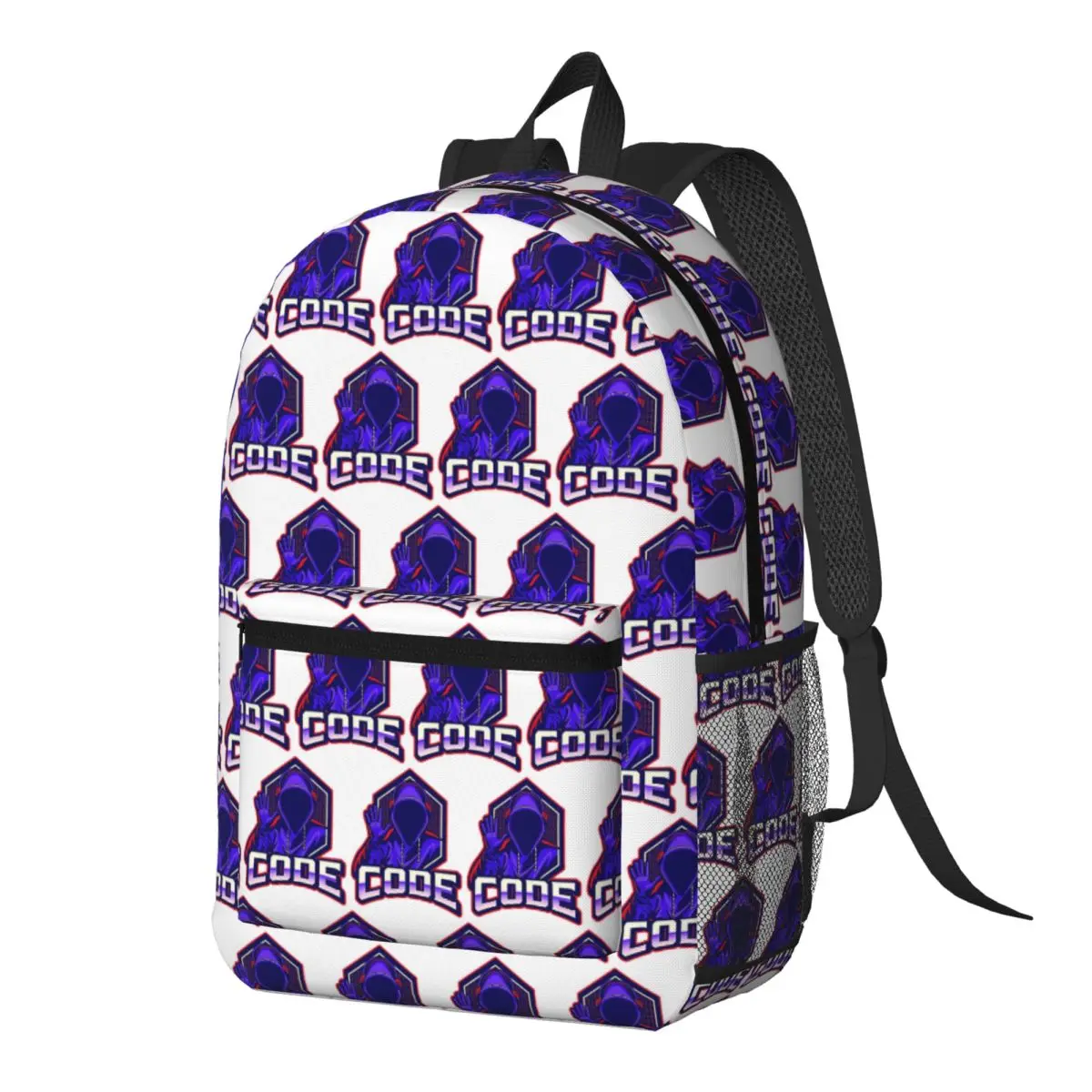 Code One Gamer Blue On Red Backpack Daypack Large Capacity Kids BookBag School Bag Shoulder Bags for Men Women
