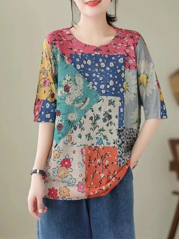 Max LuLu 2024 vestiti lavorati a maglia di lusso coreani moda donna stampati t-shirt larghe donna Casual floreale top Classic O Neck Tees