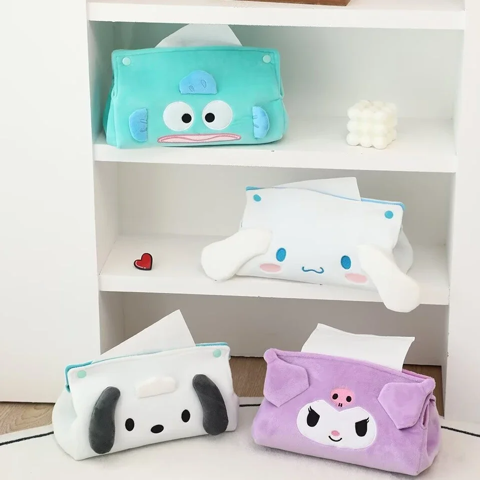 Kuromi Plush Tissue Boxes Kawaii Soft Plush Tissue Covers Pochacco Cinnamoroll Napkin Holders Home Decor Bedroom Living Room