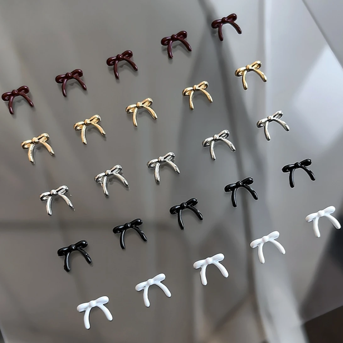 

Small Bowknot Alloy Gold Silver Bow Tie Korean Cute Mini Ribbon Butterfly Metal Nail Art Decorations Charms Manicure Accessories