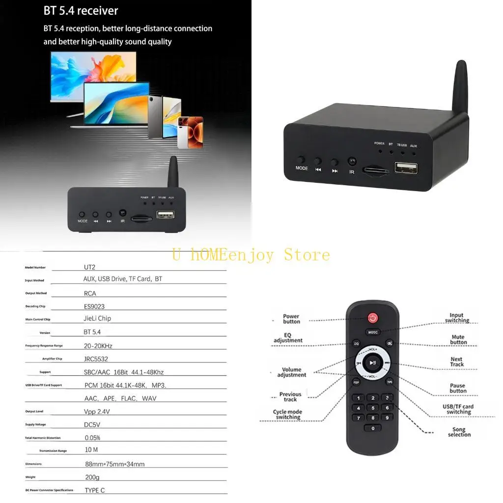 

B0KF Multifunction UT2 HiFi Auditory Receiver Supports Losslessly Format Via U Disk TF Card