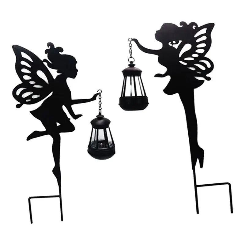 

2025 Trend 2Pcs Metal Fairy Solar Light Outdoor Black Yard Decorations For Lawn,Patio,Courtyard