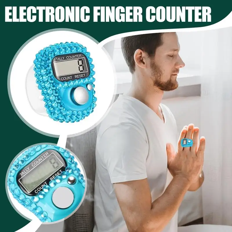 Finger Tally Counter LCD Display Counting Clicker Manual Lap Record Ring Resettable Number Tracking Ring