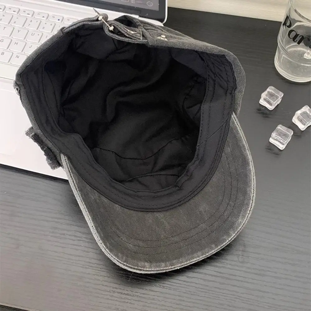Retro Cloth Rivet Denim Beret Spice Girls Zippers Equestrian Hat Washed Cotton Fashion Newsboy Cap Outdoor