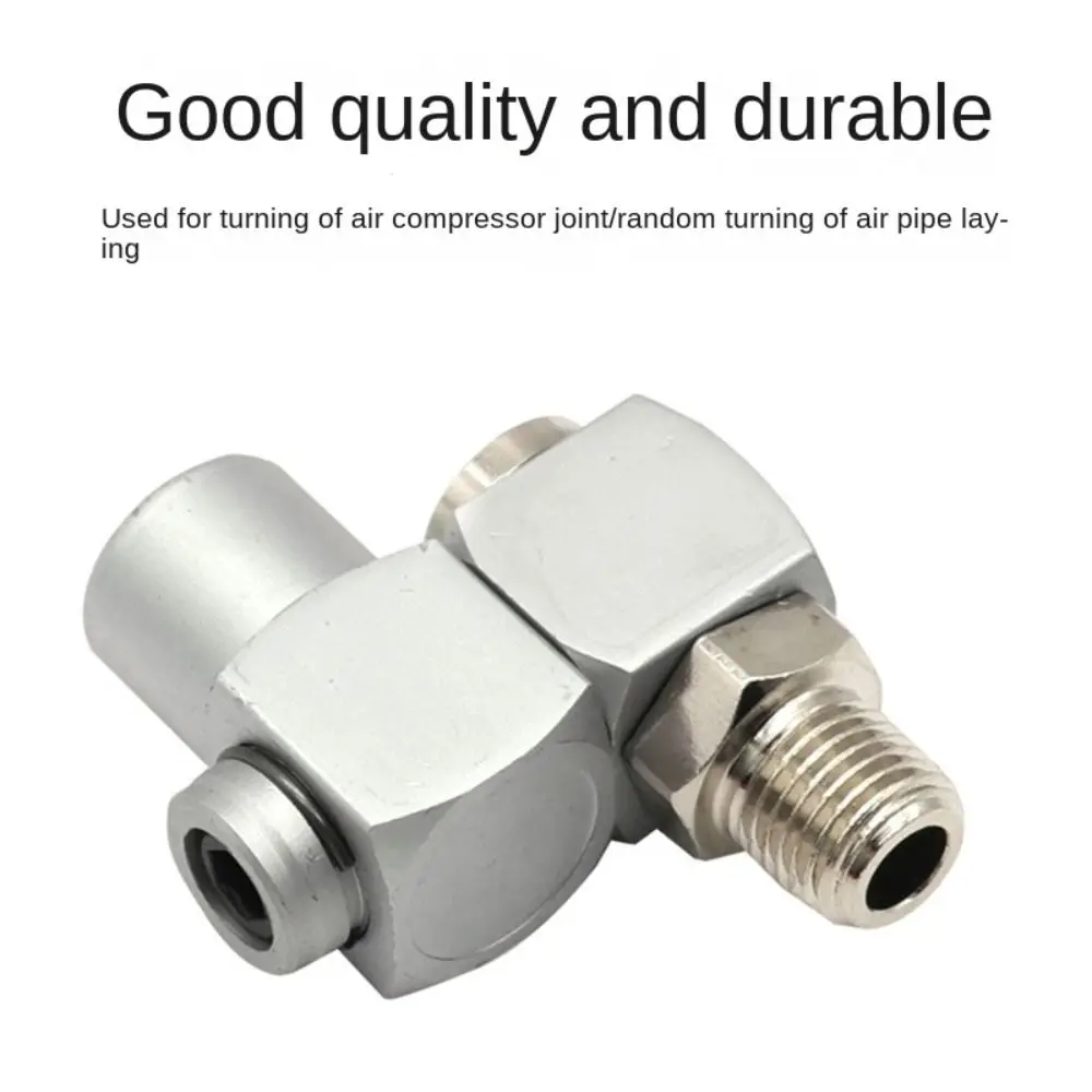 NEW Aluminum Air Hose Connector Pneumatic Accessories 360 Swivel Adapter Flow Silver 1/4