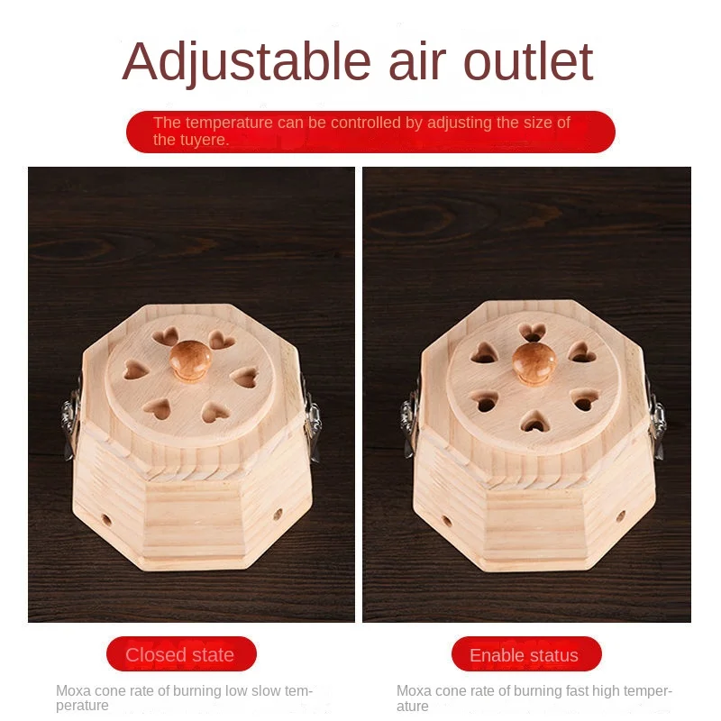 Wooden Moxibustion Box Breast Massager Moxa Therapy Compress Warm Palace Abdomen Back Chest Pain Relief Temperature Adjustable