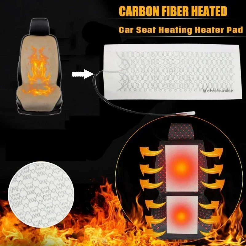 2x/4x 12V Universal Car Heated Seat Covers Pad Carbon Fiber Heated Auto Car Seat Heating Pad Winter Warmer Heater Mat 48cmx28cm