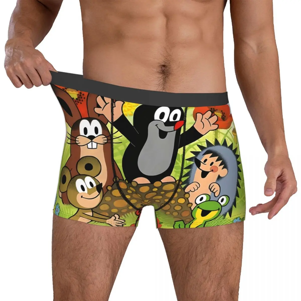 Happy The Little Mole Underpants Breathbale Panties Male Underwear Comfortable Shorts Boxer Briefs