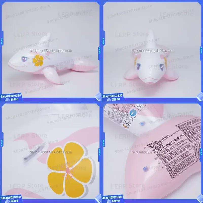 Pink Floral Inflatable Whale Rider Pool Float Large Swimming Ring Summer Beach Water Toy For Kids Adults Outdoor Fun Activity