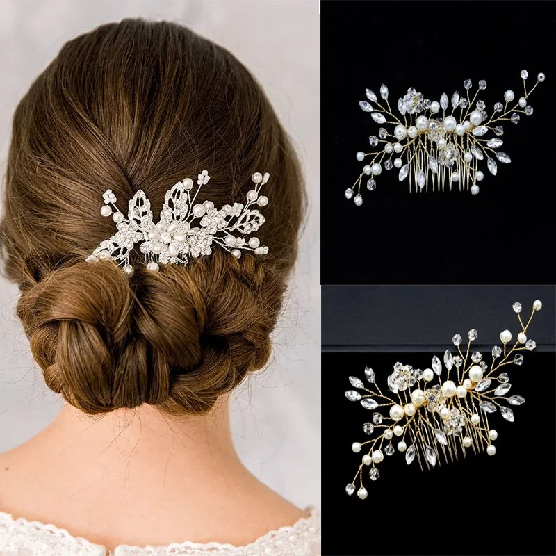 20pcs Women Flower Hairpin Stick Wedding Bridal Crystal Pearl Hairpin U Shaped Hair Clip Barrettes Hair Accessories Wholesale