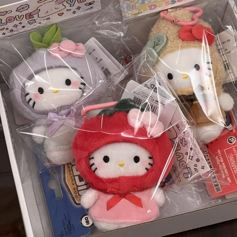 

New Hello Kitty Fruit And Vegetable Story Series Keychain Cute Backpack Pendant Wellbehaved Plush Doll Trendy Toy Exquisite Gift