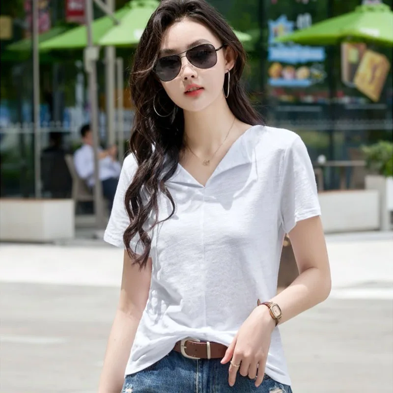 Fashion Summer New Blusa Short Sleeve V-Neck Women Blouse Casual Blouse Shirt Women Tops  Blusas Mujer De Moda 2024 Verano J904