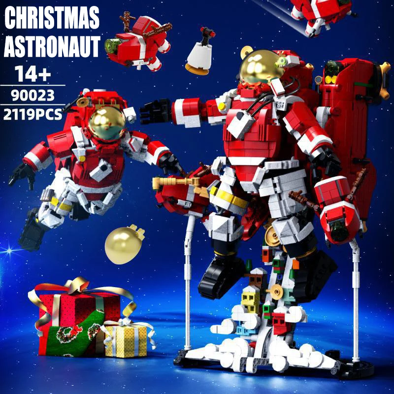 

2119 шт., креативный рождественский астронавт, MOC, комплект строительных блоков-технический космический костюм Санта-Клауса, модель кирпича, игрушки, детские праздничные подарки