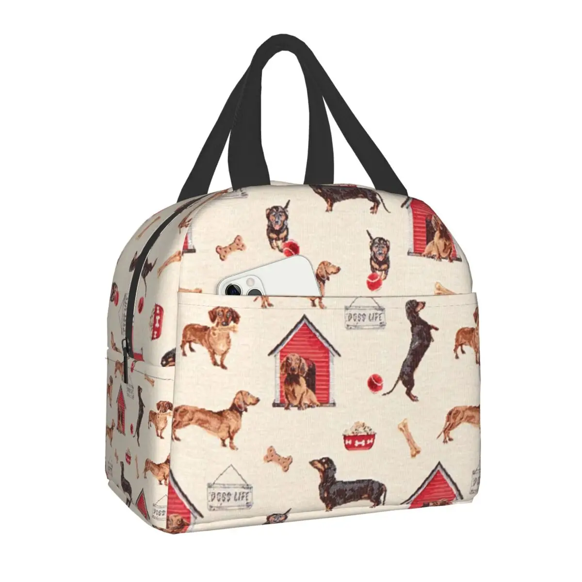 

Cute Dachshund Insulated Lunch Bag for Women Portable Sausage Wiener Dog Thermal Cooler Bento Box Outdoor Travel Picnic Bags