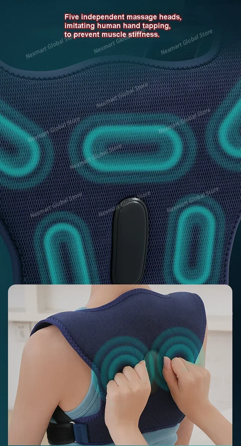 Back Shoulder Hot Compress Stretching Massager Wireless Vibration Therapy Pain Relief Shoulder Thermal Support Strap
