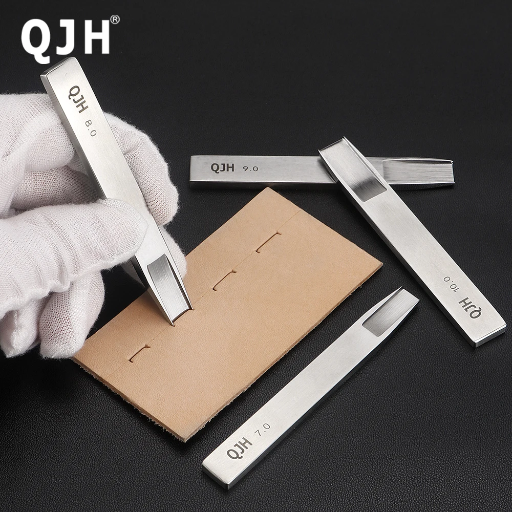 QJH High Speed Steel Leather Weaving Flat Slot Punch Tool, Manual Leathercraft Chisel for DIY Individuation Braided Patterns 7/8