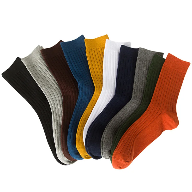3 Pairs/lot Plus Size Men\'s Cotton Socks Business Men Deodorant Crew Socks Breathable Men\'s Fashion Solid Color Size 39-44 Meias