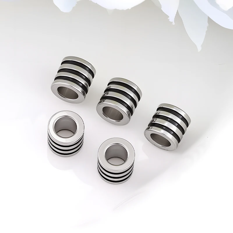 

10 шт. бусин-разделителей из нержавеющей стали с большим отверстием 7 мм для изготовления украшений, материалов для кожаных браслетов, аксессуаров для рукоделия, оптом