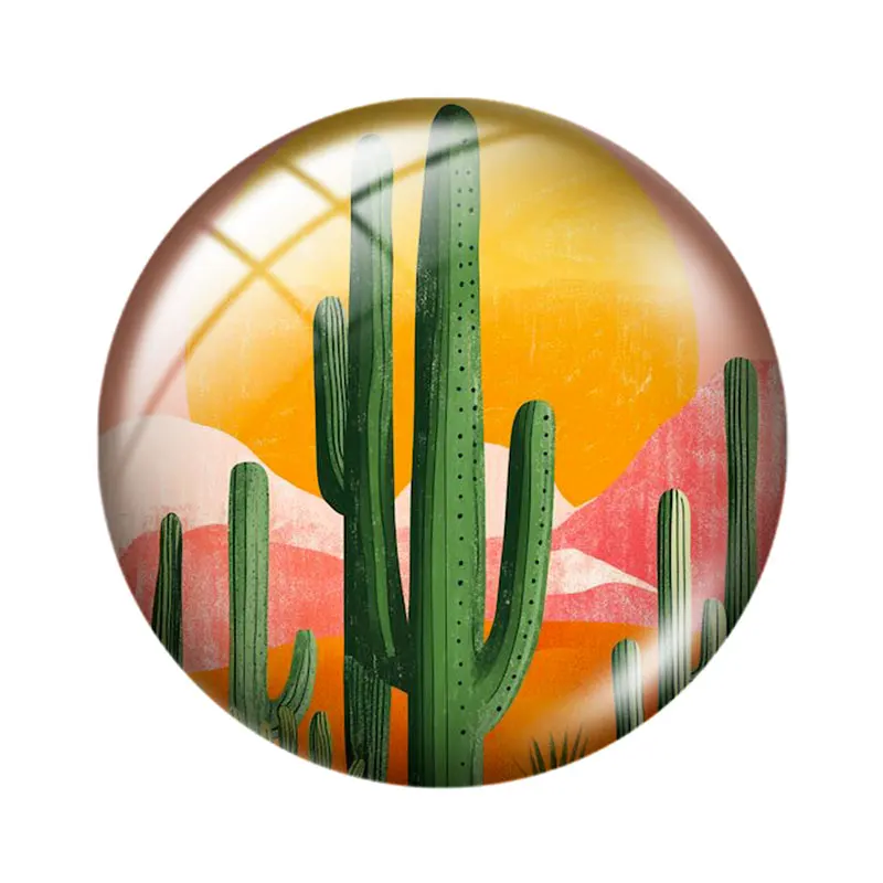 Cactus landscape  12/18/20/25mm glass cabochon  bracelet pendant rings for jewelry demo earrings back Making findings