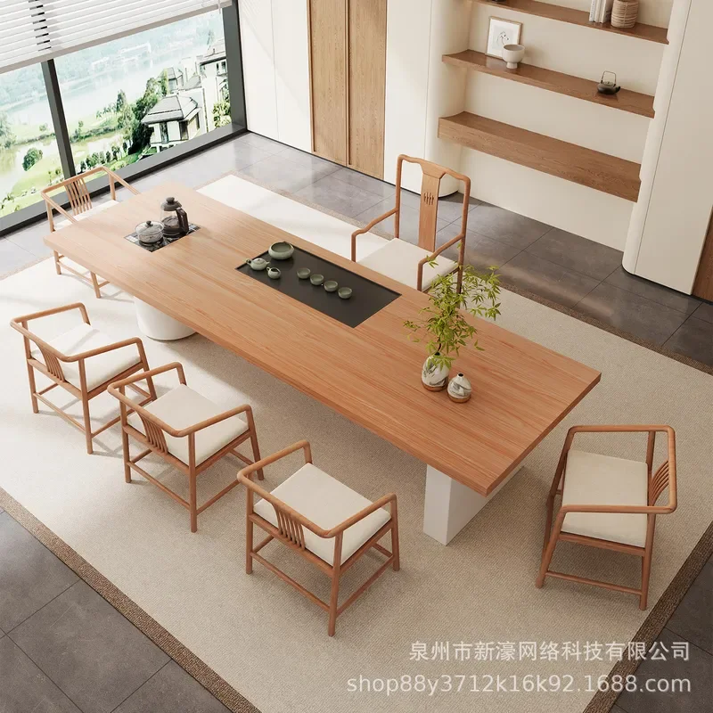 Cream Solid Wood Tea Table and Chair Set Modern Simple Living Room Reception Negotiation Furniture Complete Suite for Tea