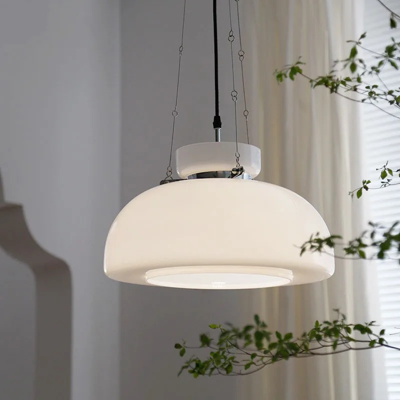 Large White Glass Chandelier Restaurant Bar Bedroom Milk Tea Dessert Shop Interior Decoration Pendant Lamp