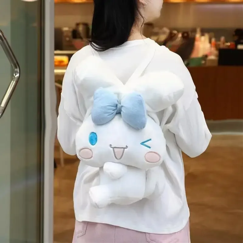Sanrio Cinnamoroll Tie Ear Series muñeco de peluche juguete mochila bolsa de protección del medio ambiente Anime regalos de cumpleaños y Navidad