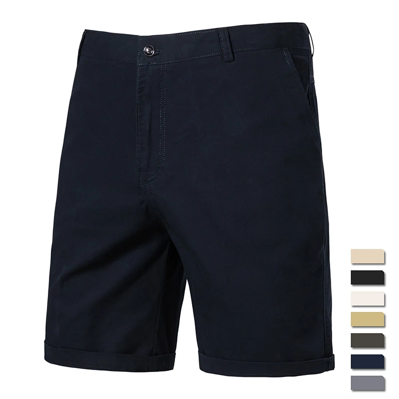 Pantaloncini Casual da uomo in cotone a 8 colori pantaloni al ginocchio Casual da lavoro estivi pantaloncini da Golf Streetwear stile americano kaki