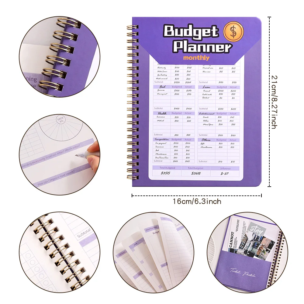 53 sheets Purple Budget Planner With Monthly Bill Organizer Hardcover Budget Book For Savings Debt Expense Tracking  Notebook
