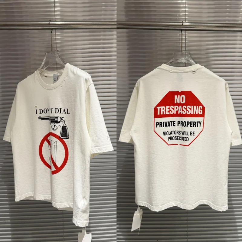 2026ss Protocol T-shirts High-quality Letters Print Destroys Casual Loose Short Sleeves Tee for Men Women Streetwear