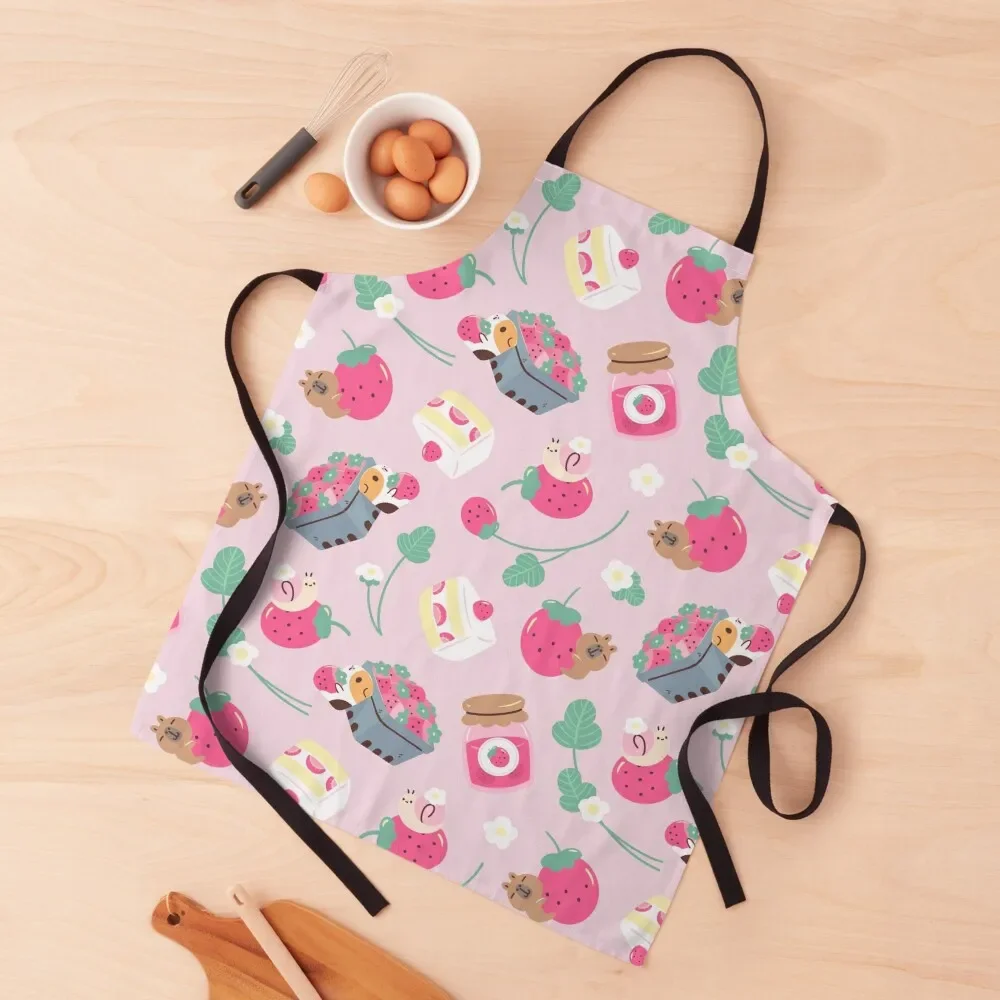 

Bubu and Moonch Strawberry Season Pattern Apron Children'S Teacher Apron