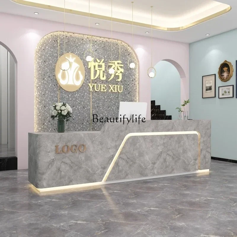 01Cashier Counter Simple Modern Company Front Desk Reception Desk Lacquer