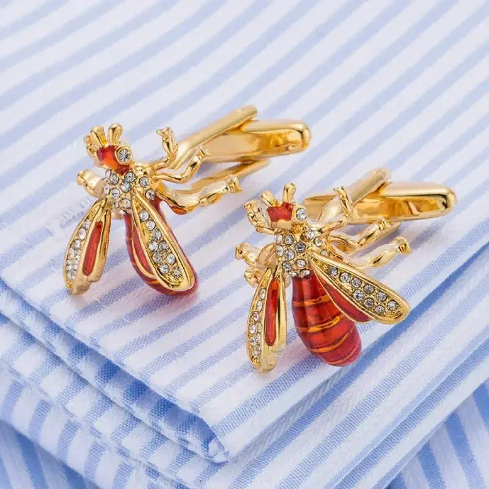 Metal Cufflinks Copper French Shirt Suit Men\'s Party Daily Casual Dating  High-quality Classic Bee Cufflink