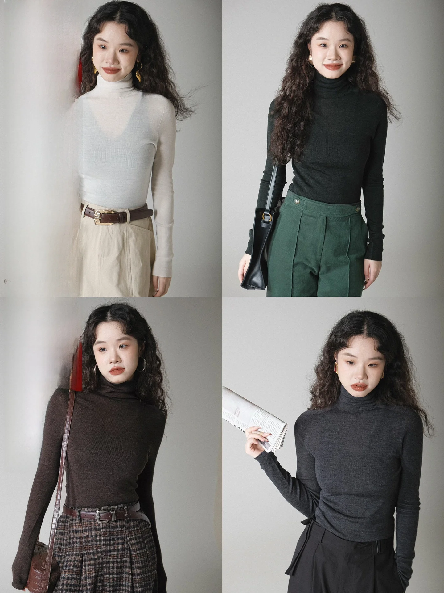 

Ivy Yang Extra Fine Wool High Ne Knitted Long Sve Base irt Slimming One-Piece Inner Wear Top Women's Faion 2025 Autumn