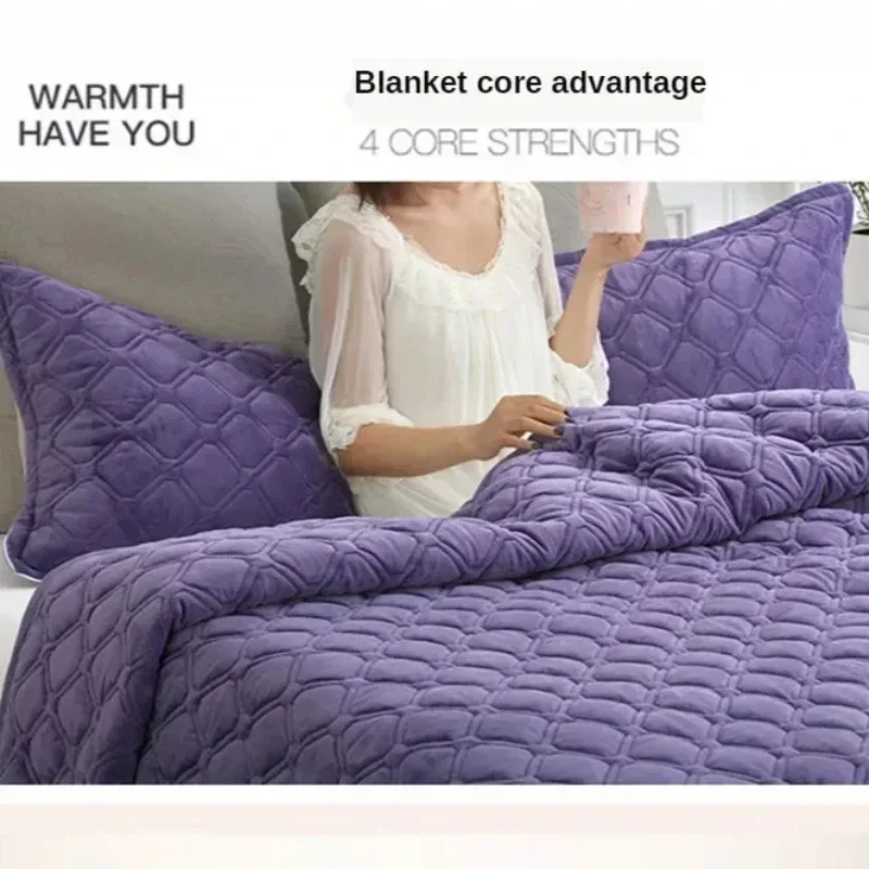 1PC Luxury Bed Cover Thickened Anti-Slip Bed Solid Color Warm Quilted Bedspread Bedding Velvet Comforter Short Plush Sofa Towel