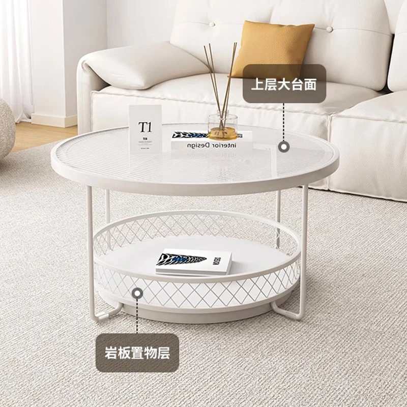 

Round online celebrity Changhong glass coffee table small apartment mini cream wind living room household luxury balcony