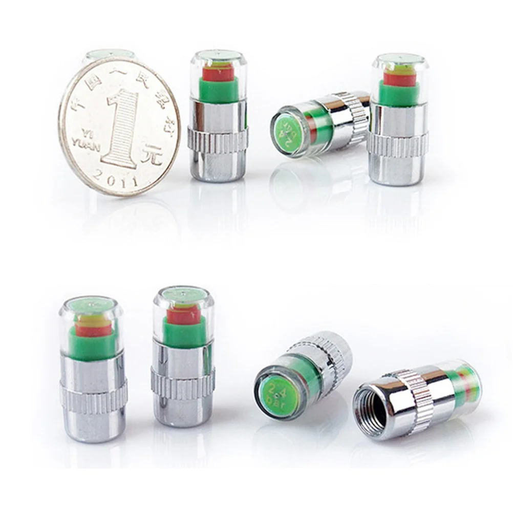 

4Pcs Tire Pressure Sensor Caps Monitor Green Yellow Red Indicator System Car Motorcycle Bicycle Alert Tire Cap