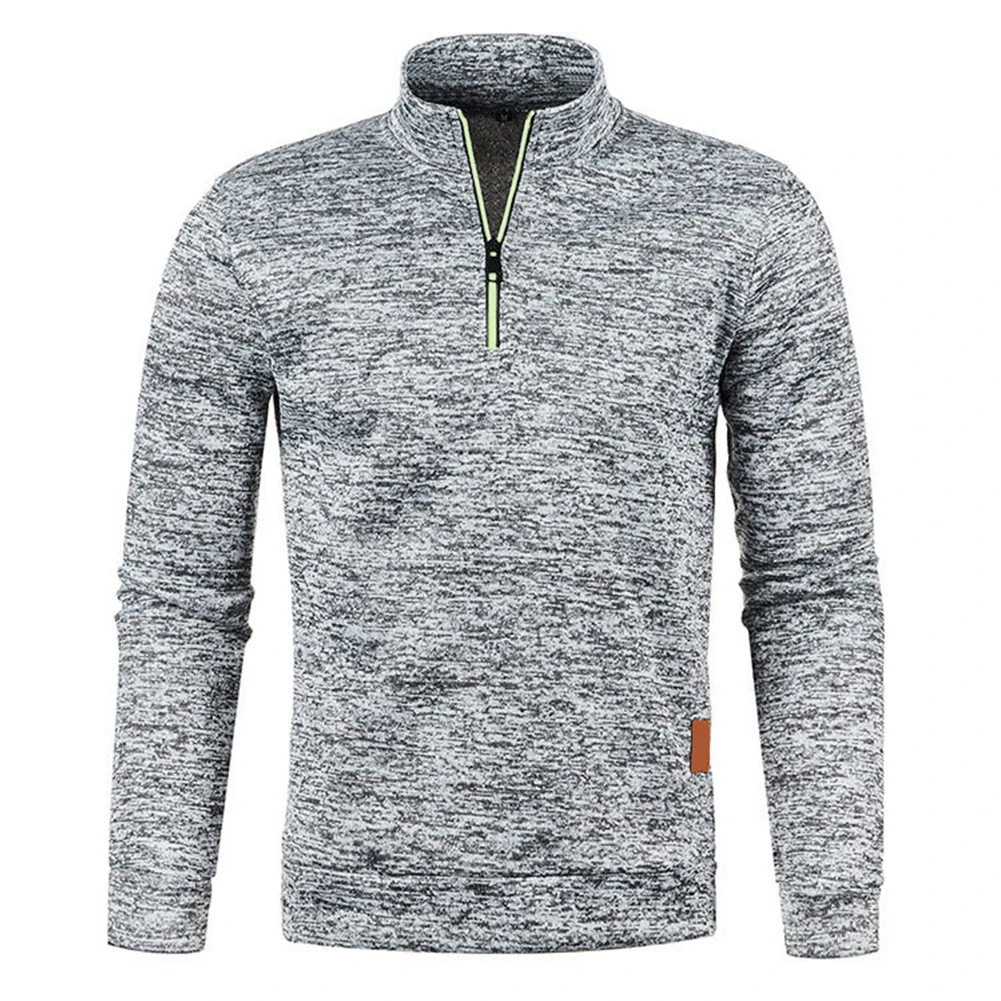 

New Men's Solid Color Long Sleeve Sweatshirts Stand Collar Half Zip Up Pullovers Casual Sports Fitness Man Tops