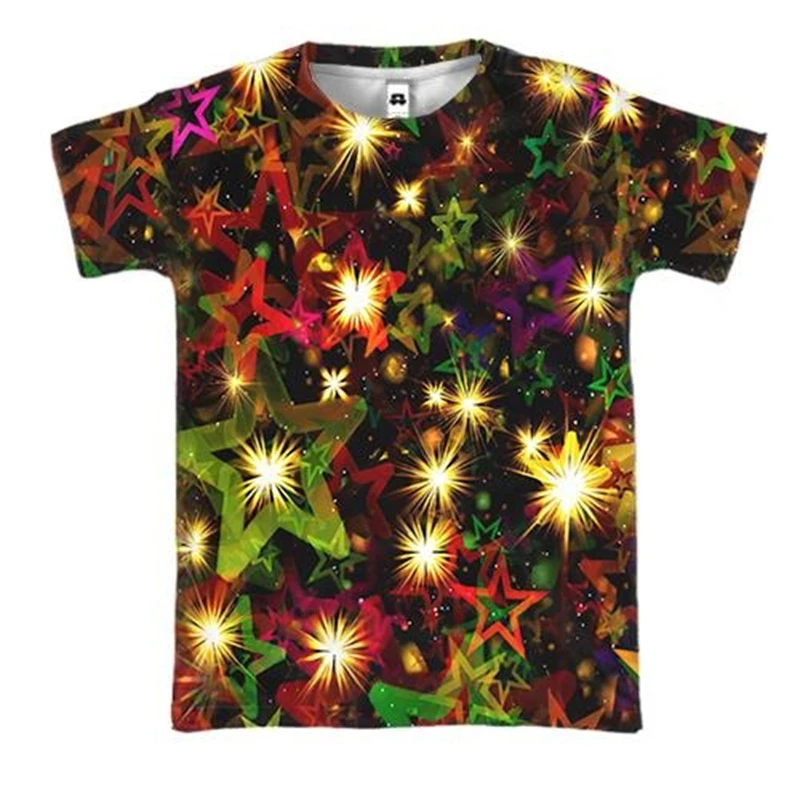 Unisex T-shirt 3d Printed Christmas Bright Lights Crew Neck T Shirts Streetwear Fashion Festival Gift Fashion Popular Tees Top